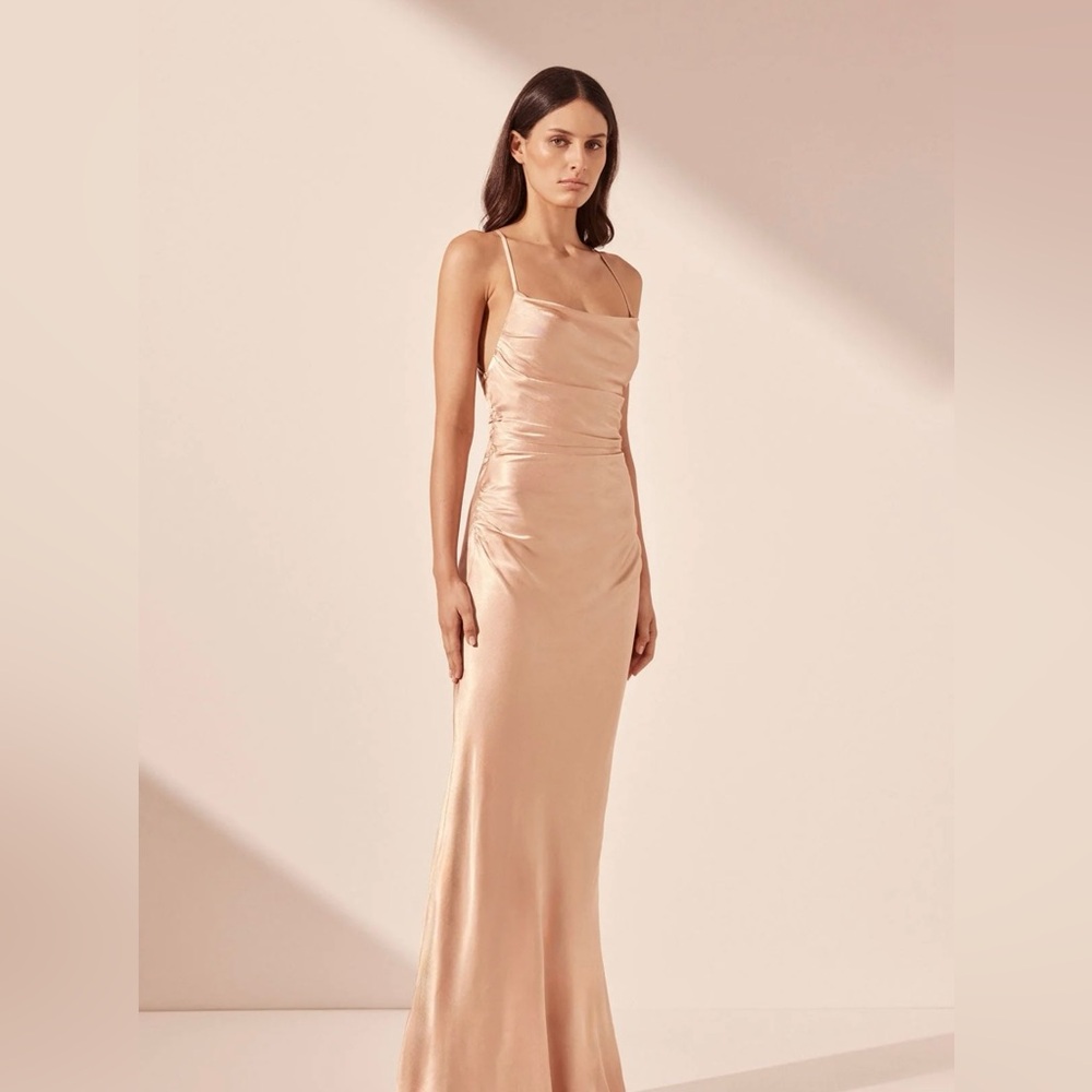 Shona Joy La Lune Lace Back Maxi Dress in Dessert Rose